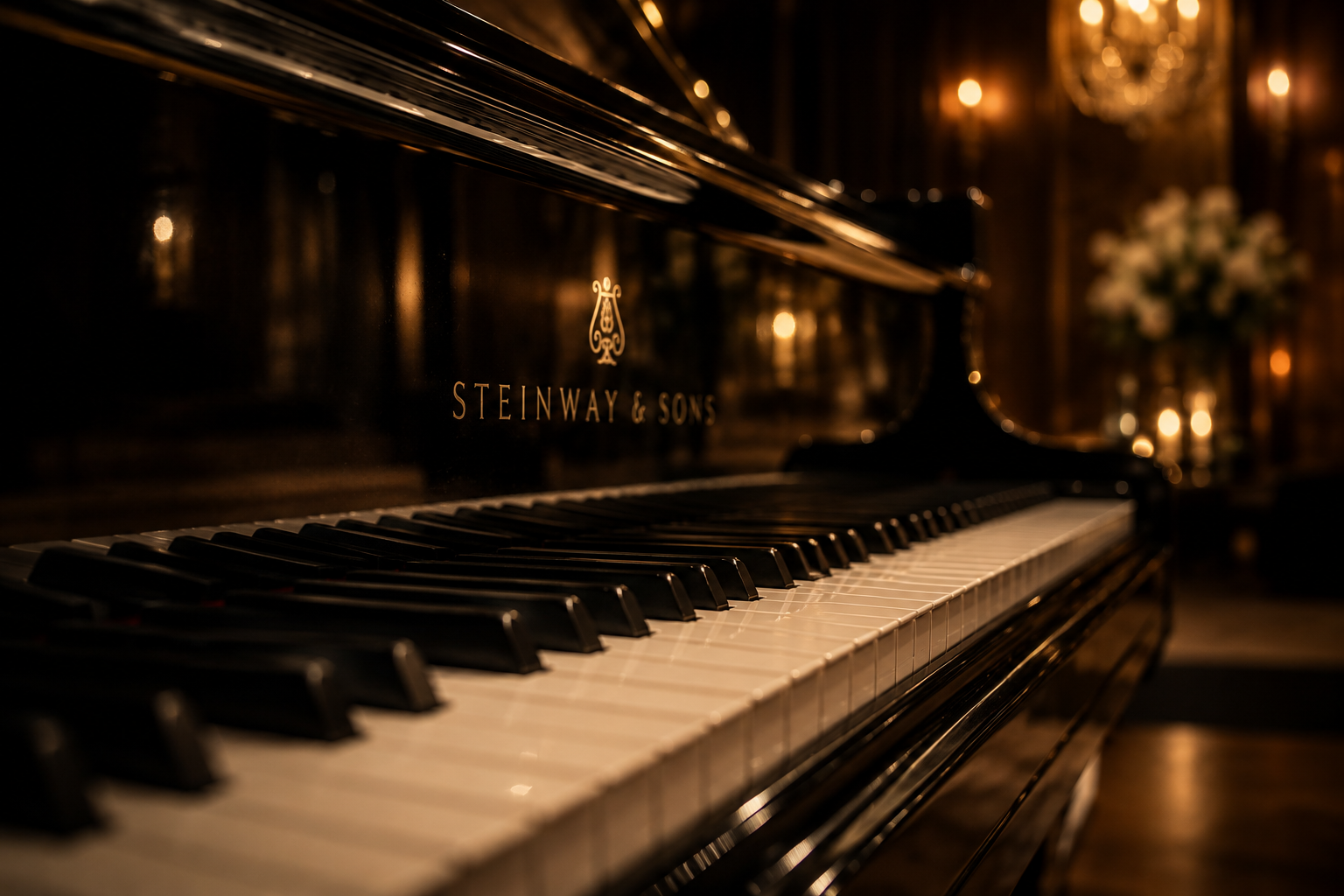 DeSean Kirkland at the grand piano during LOVE & MUSIC