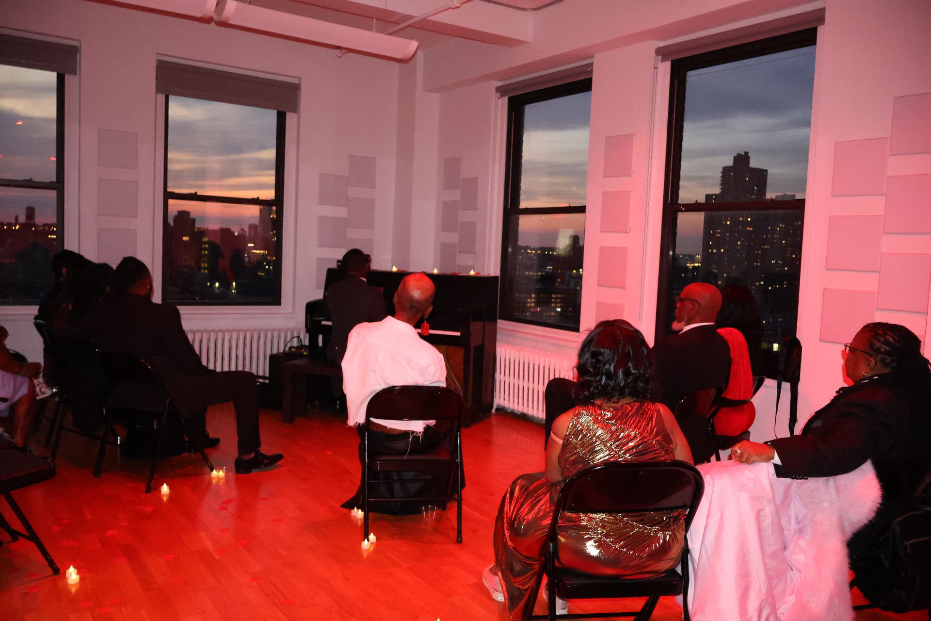 New York — Candlelit loft, city at dusk, DeSean Kirkland live in concert